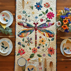 Dragonflies on Cream Panel Table Runner