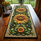 Sunflowers on Green Quilted Ground Table Runner