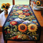 Sunflowers on Navy with Mountains Table Runner