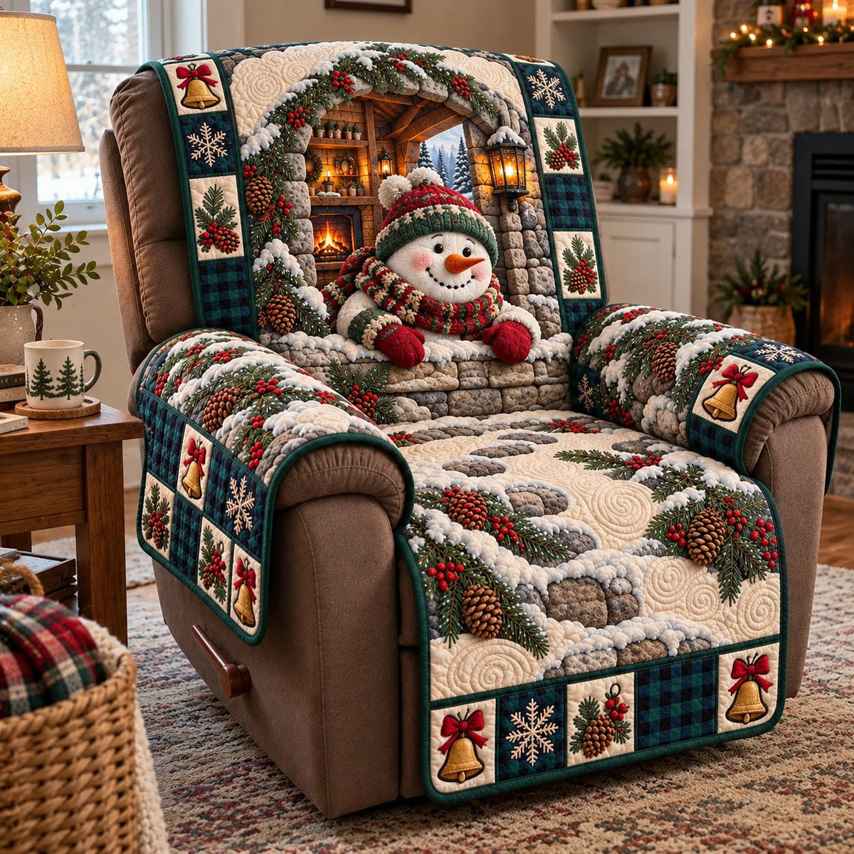 Pine Hearth Snowman Sofa Cover