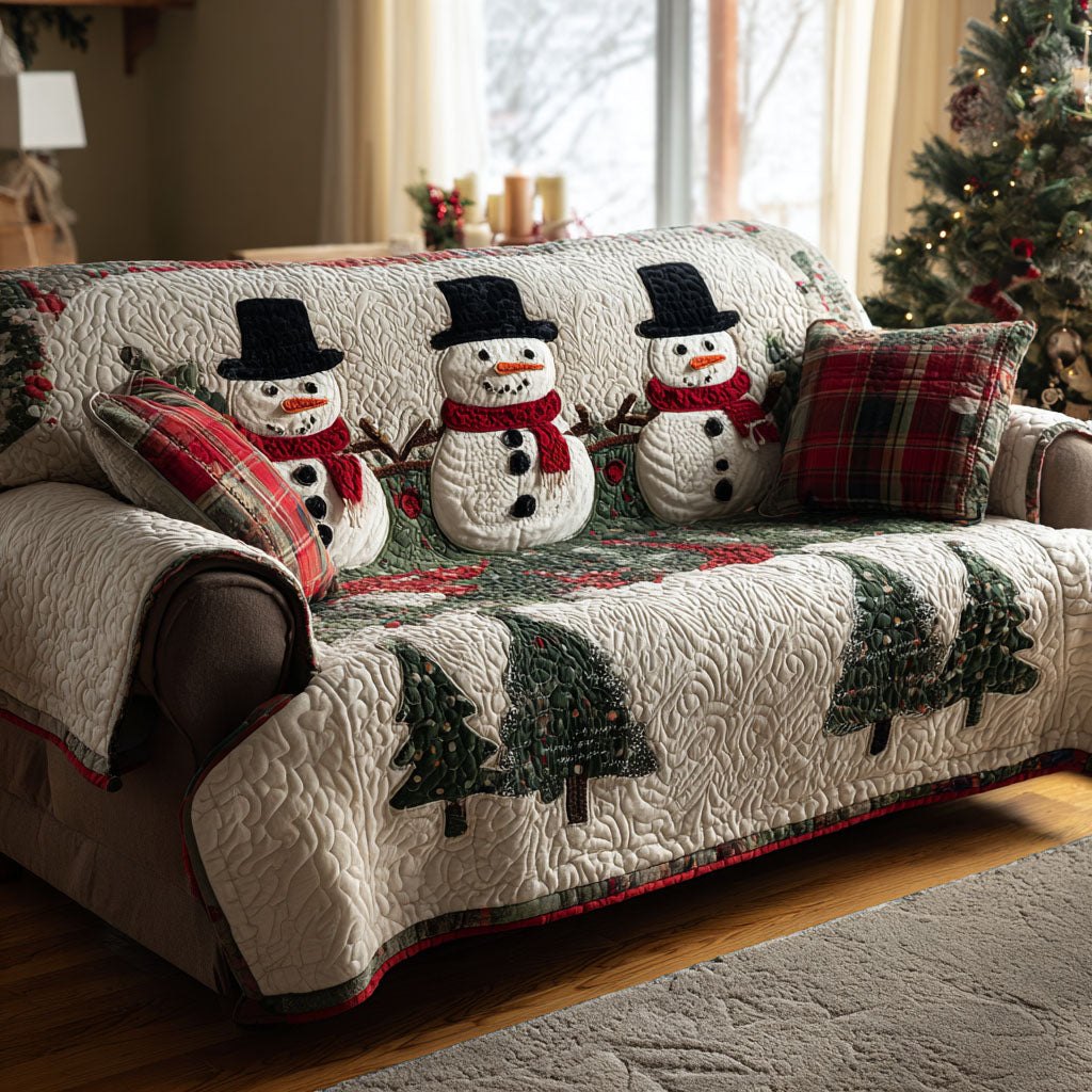 Pine Snowmen Sofa Cover
