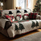 Pine Snowmen Sofa Cover