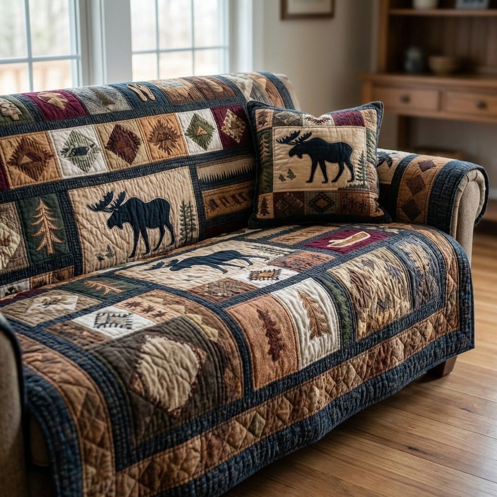 Pine Trail Moose Custom Shape Sofa Cover