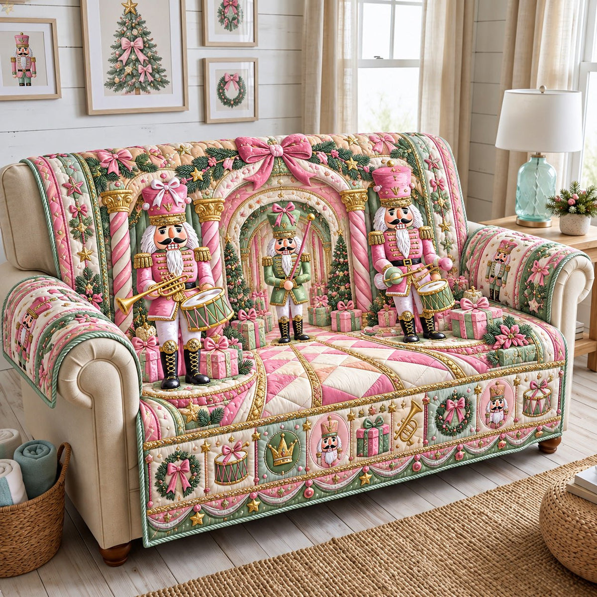Pink Nutcracker Palace Sofa Cover