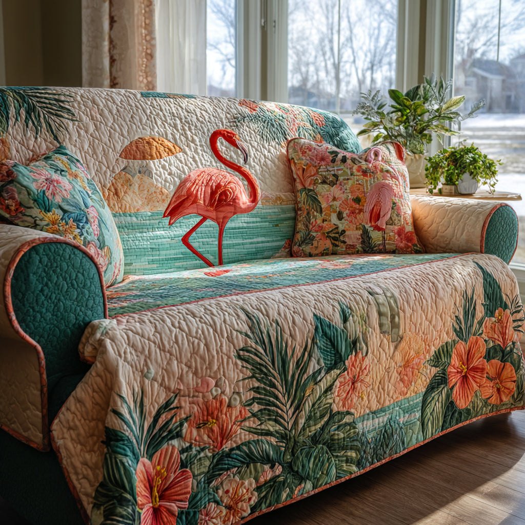 Pink Shoreline Sofa Cover