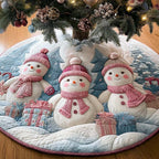 Pink Snow Trio Christmas Tree Skirt