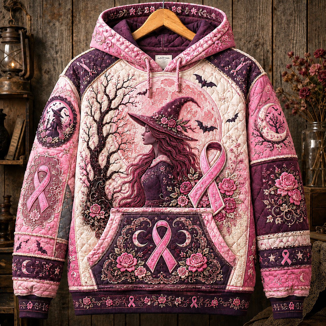 Pink Witch Warrior hoodie, all-over print