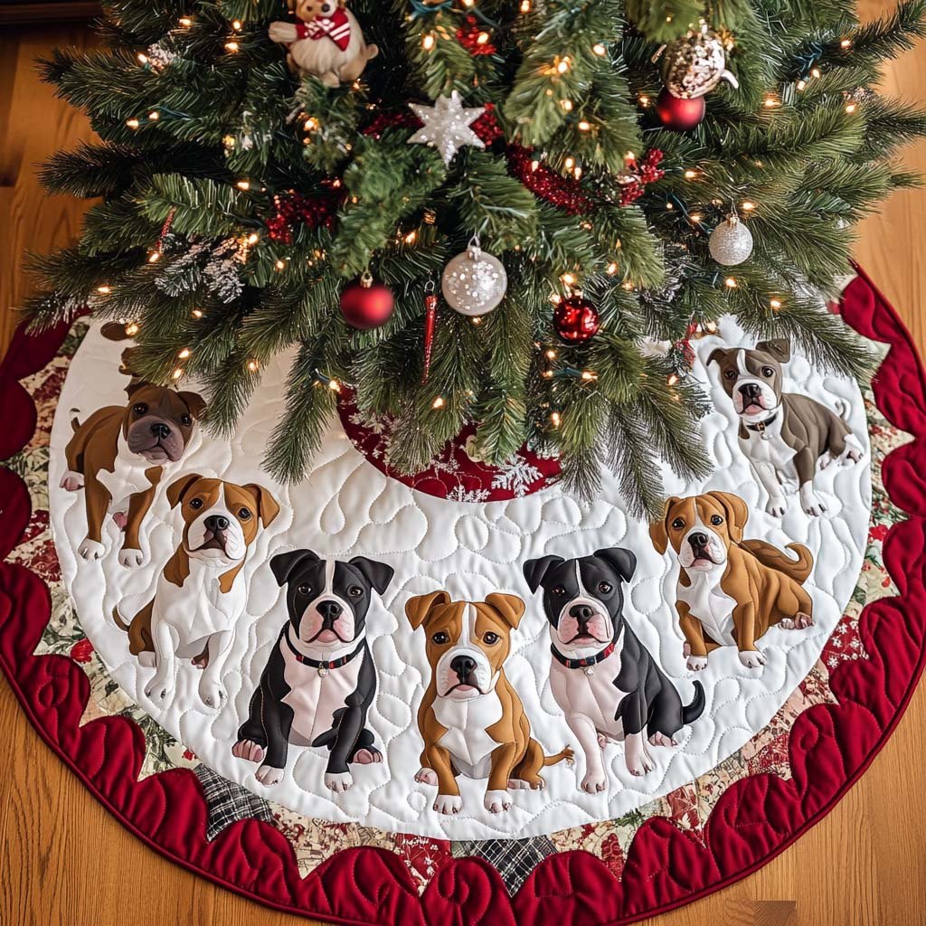 Pitbull Holiday Cheer Christmas Tree Skirt