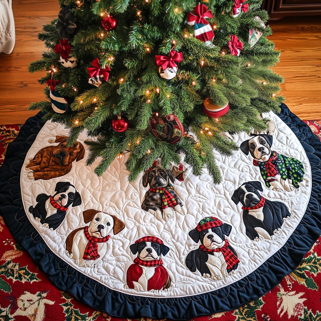 Pitbull Holiday Joy Christmas Tree Skirt