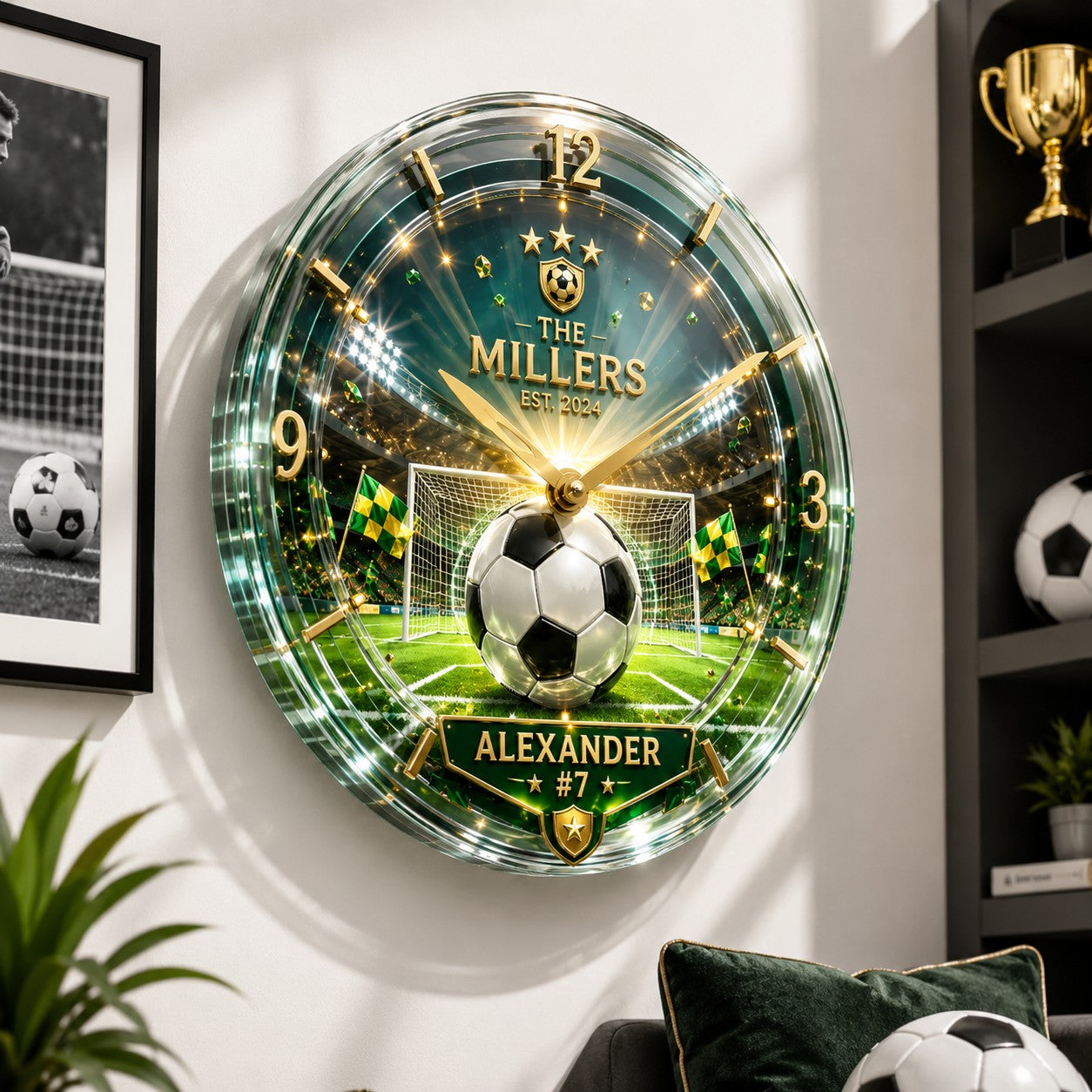 Personalized soccer wall Custom Name Wall Clock — personalized with a custom name