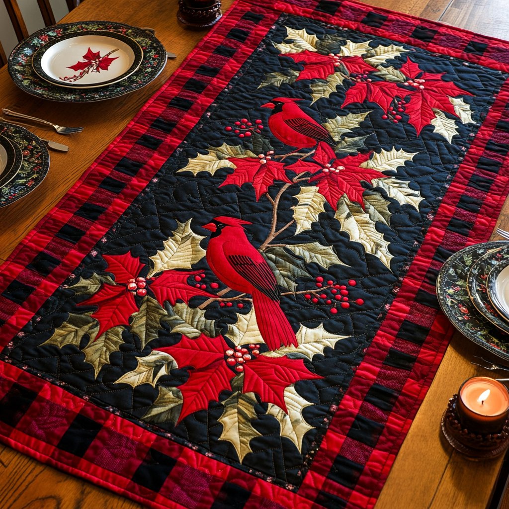 Plaid Cardinal Table Runner
