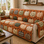 Plaid Pumpkins Sofa Cover