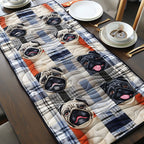Plaid Pugs Table Runner