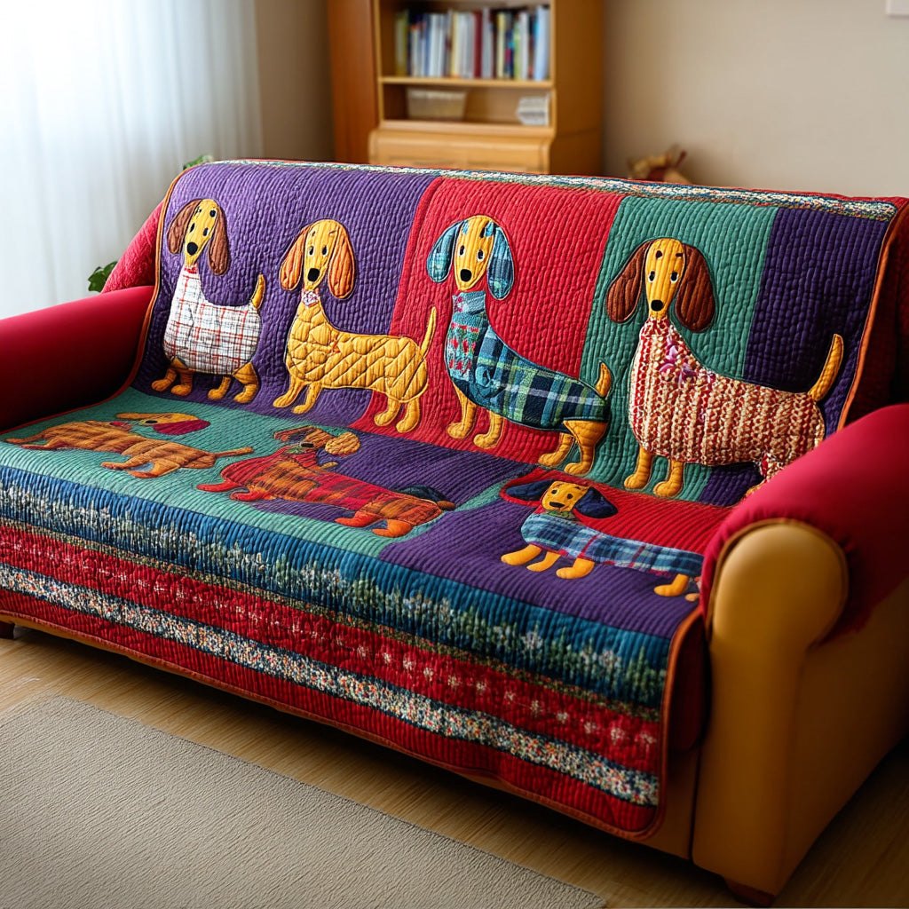 Playful Dachshund Sofa Cover