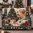 Playful Golden Retriever Sofa Cover