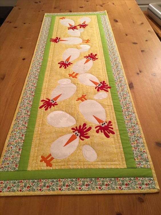 Playful Poultry Table Runner