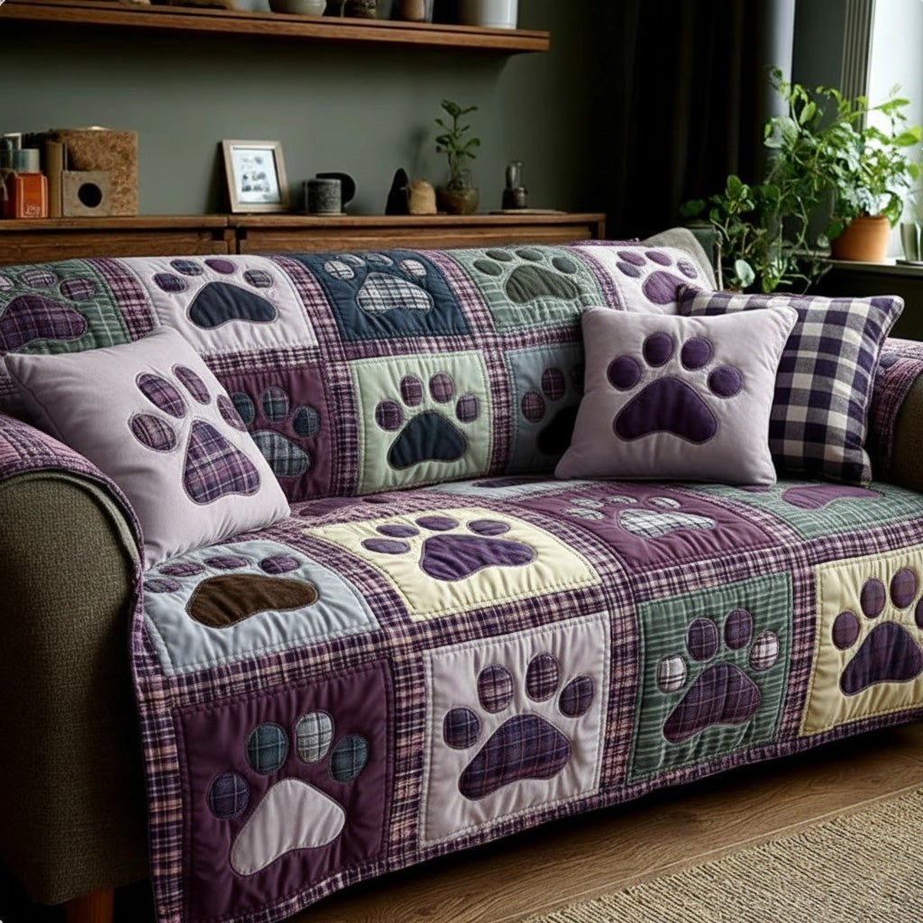 Plum Patch Love Paw Sofa Cover