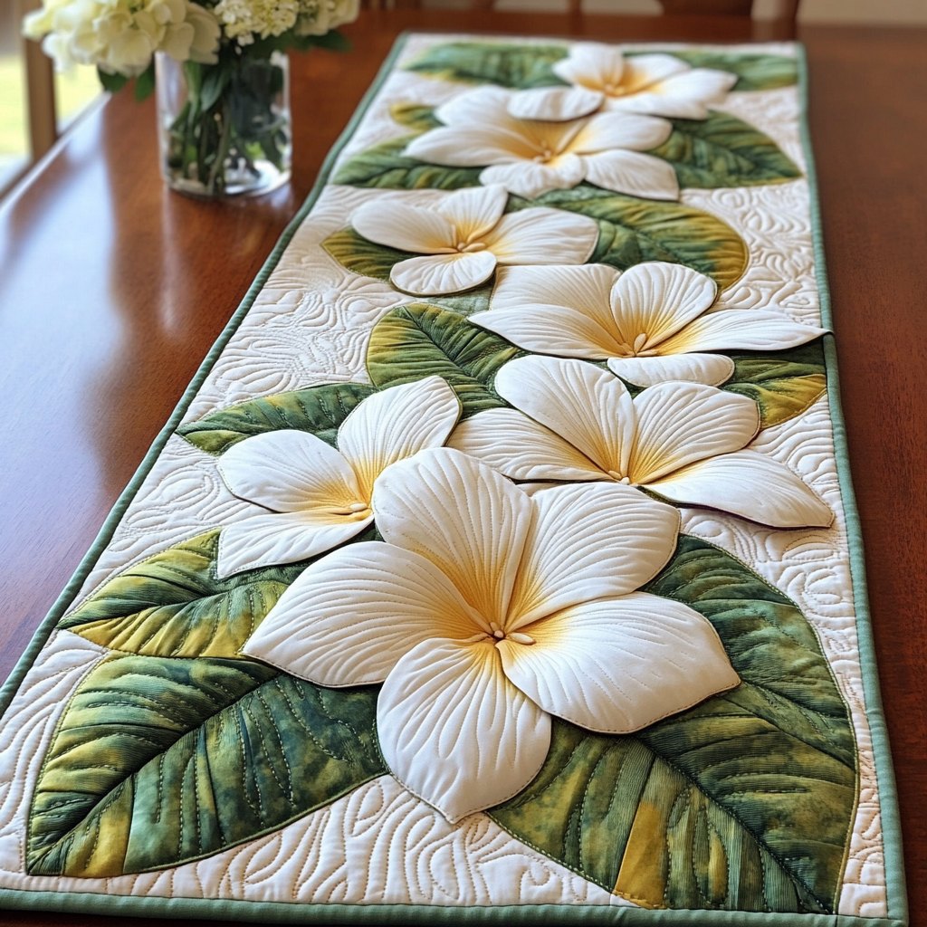 Plumeria Joy Table Runner
