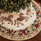 Poinsettia Carousel Christmas Tree Skirt