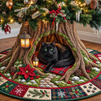 Poinsettia Cat Den Christmas Tree Skirt