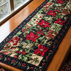 Poinsettia and Holly Blocks Table Runner