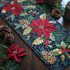 Poinsettia Holiday Elegance Table Runner