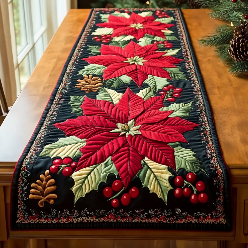 Poinsettia Light Table Runner