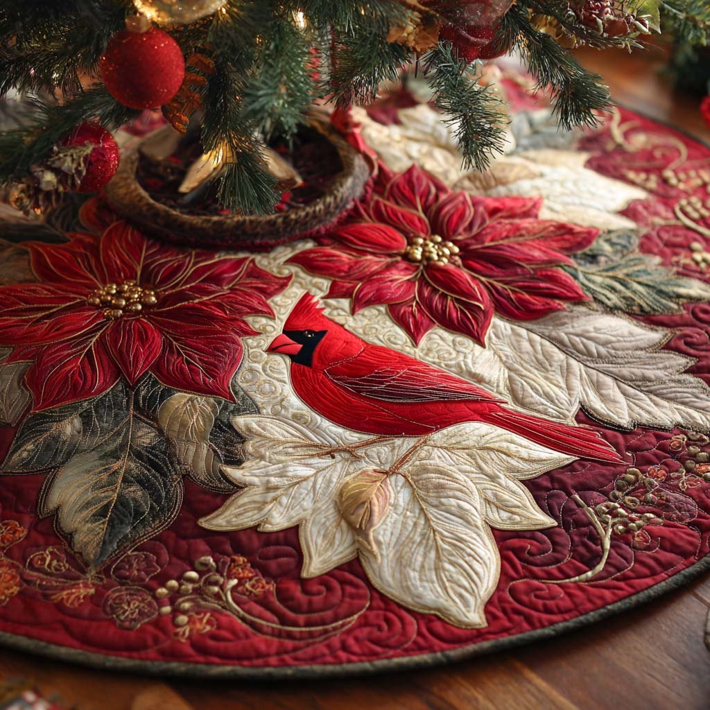Poinsettia Nest Whisper Christmas Tree Skirt