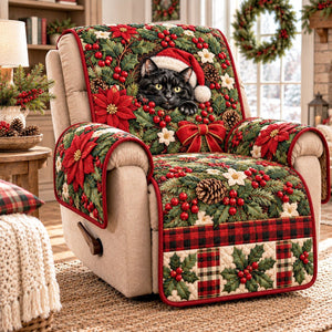 Poinsettia Santa Sofa Cover - Made to Order