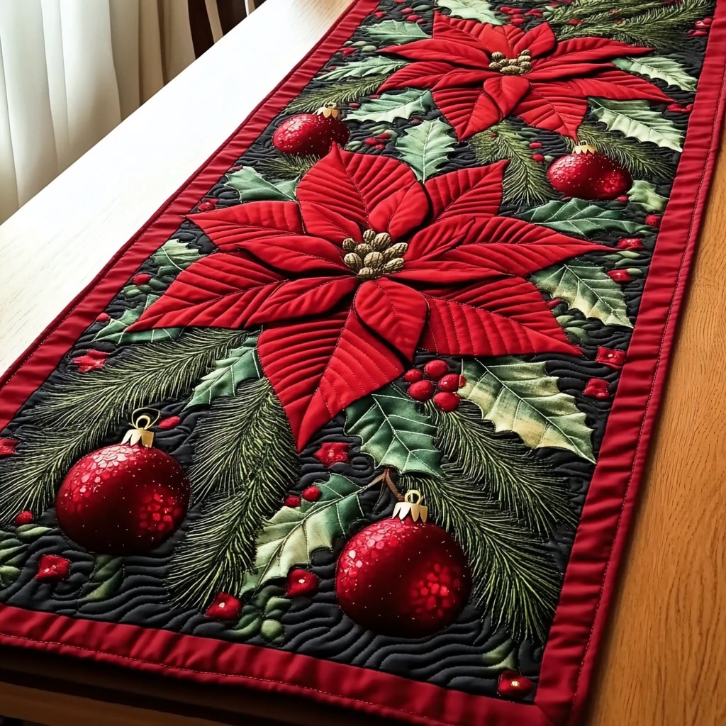 Poinsettia Spark Table Runner