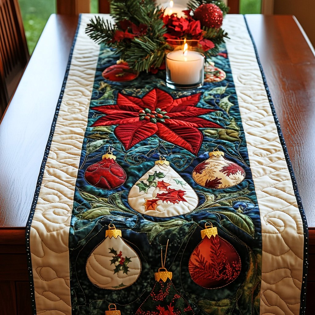 Poinsettia Sparkle Table Runner