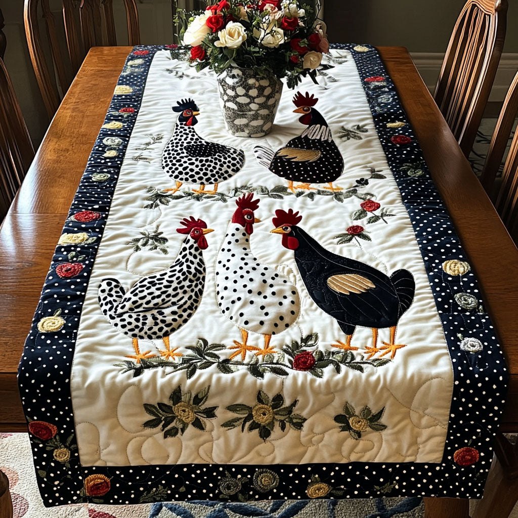 Polka Dot Hens Table Runner