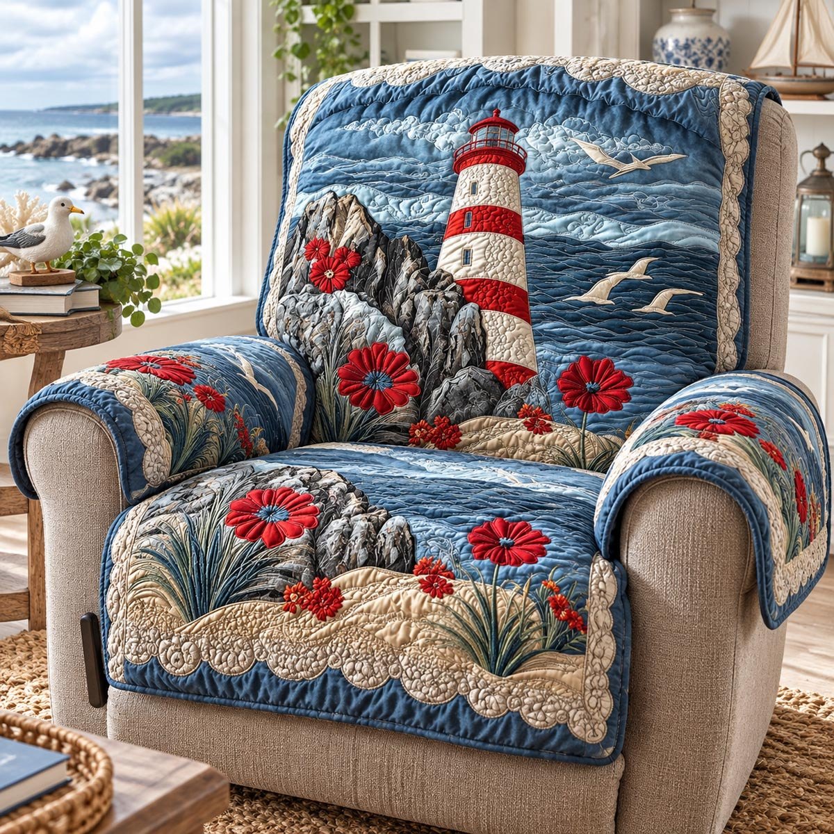 Poppy Cliff Lighthouse Sofa Cover