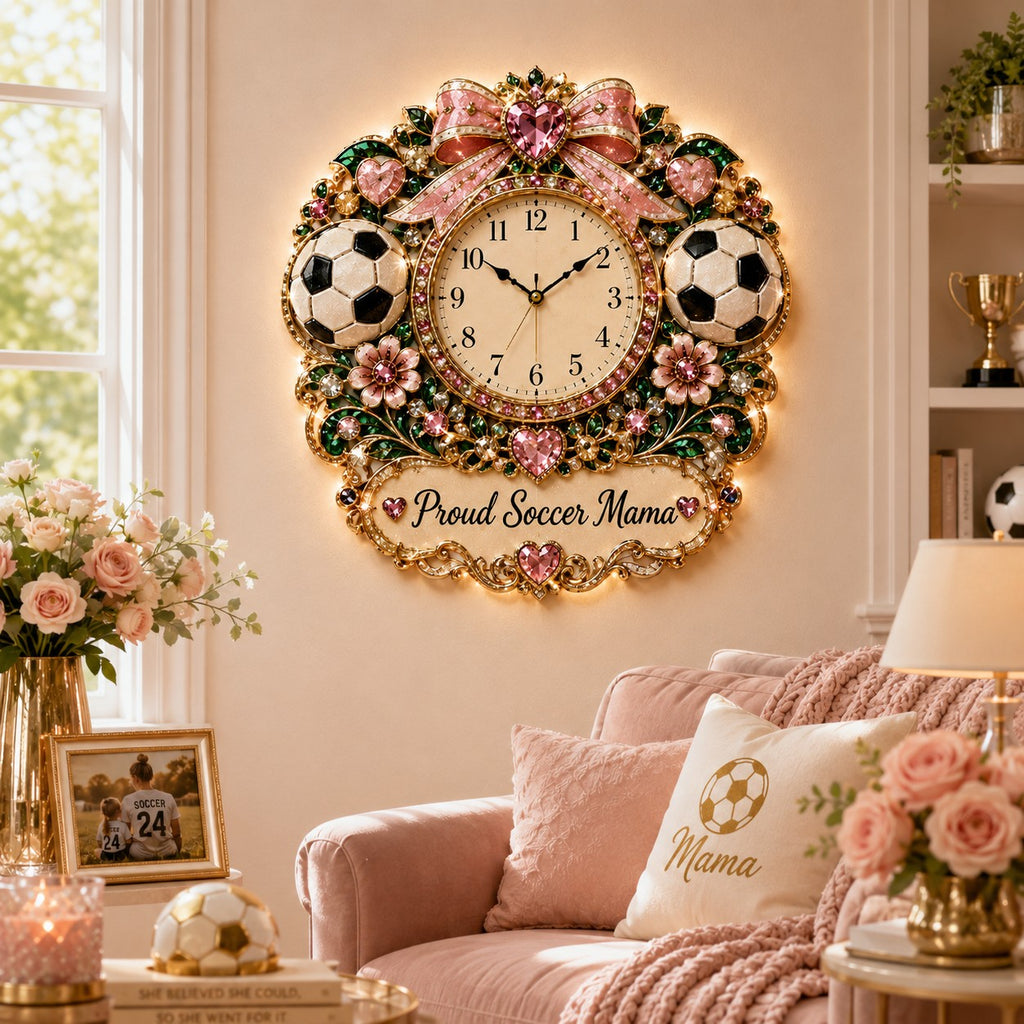 Soccer mama Custom Name Wall Clock — personalized with a custom name