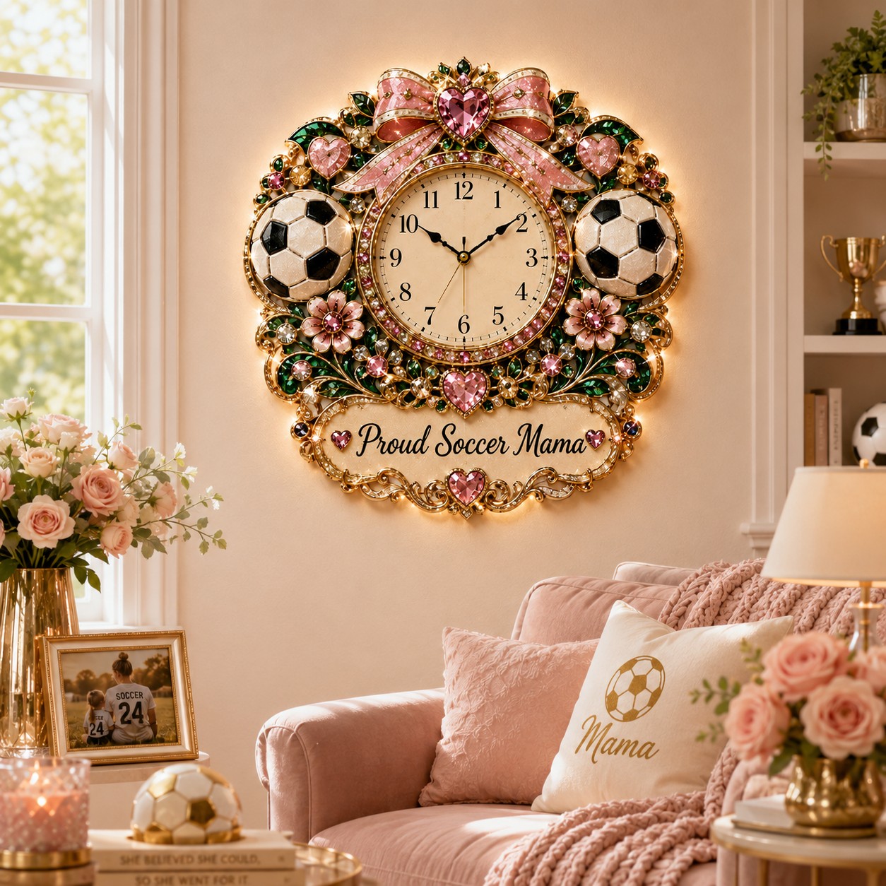 Soccer mama Custom Name Wall Clock — personalized with a custom name