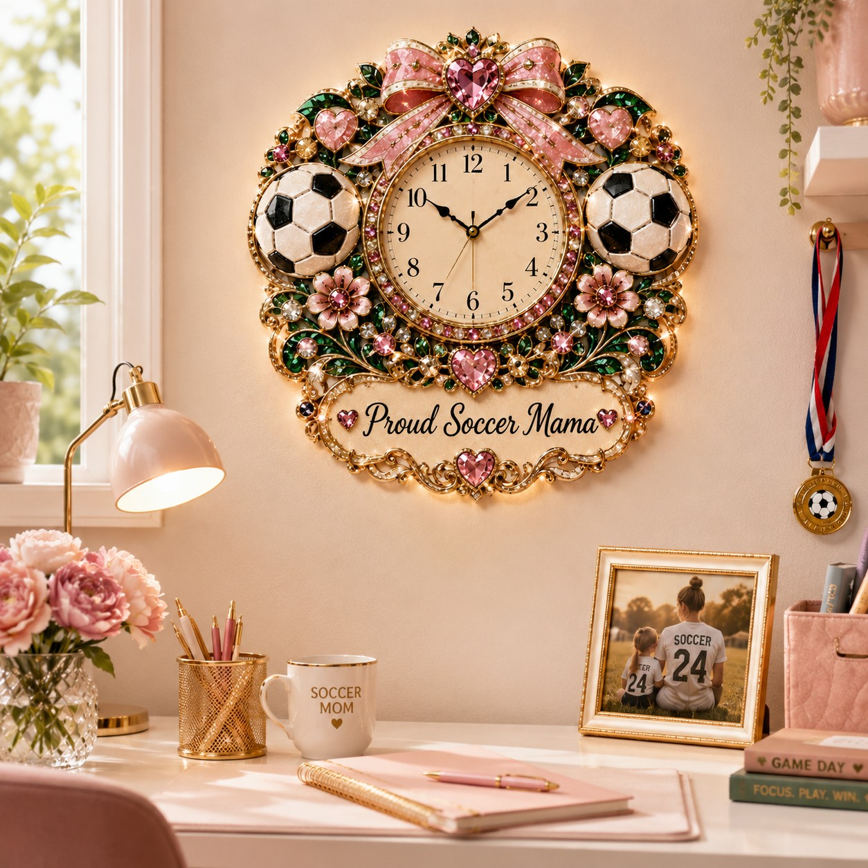 Soccer mama Custom Name Wall Clock — personalized with a custom name