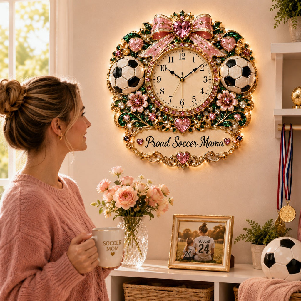 Soccer mama Custom Name Wall Clock — personalized with a custom name