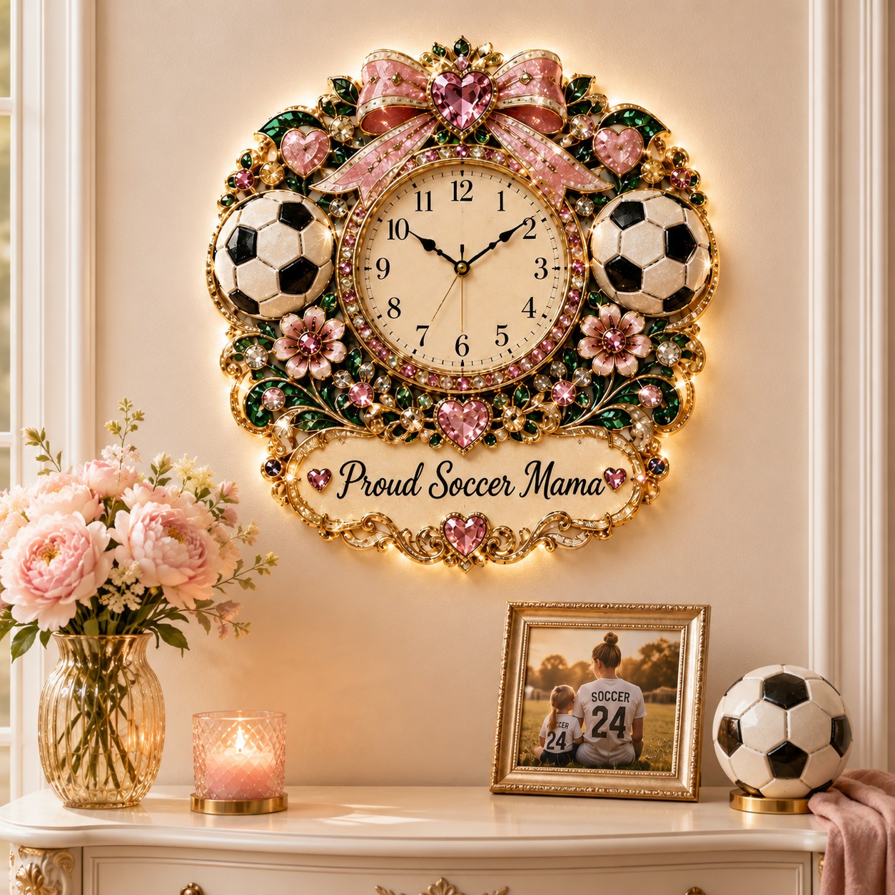 Soccer mama Custom Name Wall Clock — personalized with a custom name