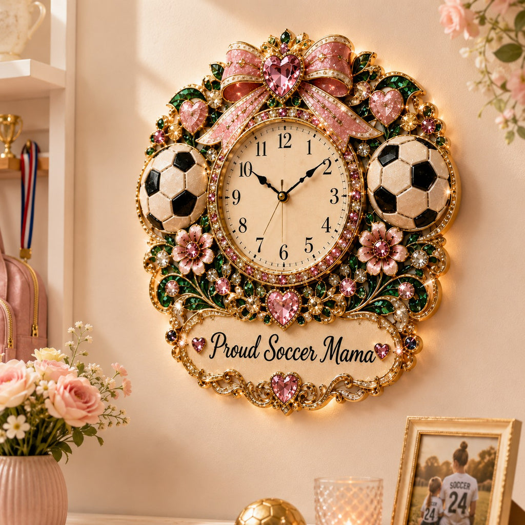 Soccer mama Custom Name Wall Clock — personalized with a custom name