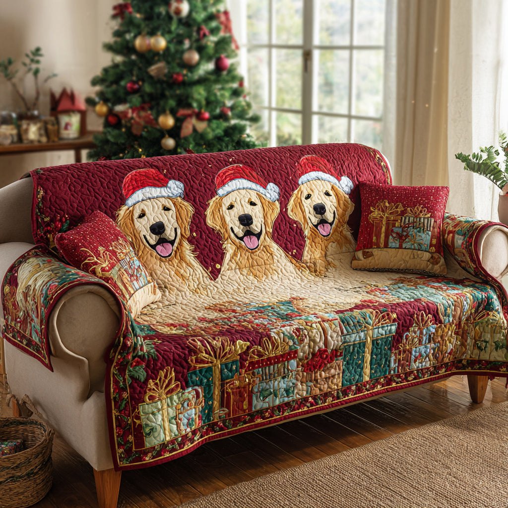 Presents Golden Retriever Sofa Cover