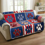 Paw Prints on the American Flag Sofa Cover