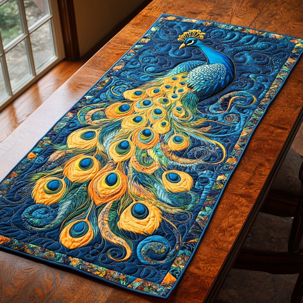 Proud Peacock Table Runner