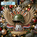 Veteran Helmet and Wings Christmas Ornament