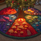 Psychedelic Forest Peace Christmas Tree Skirt