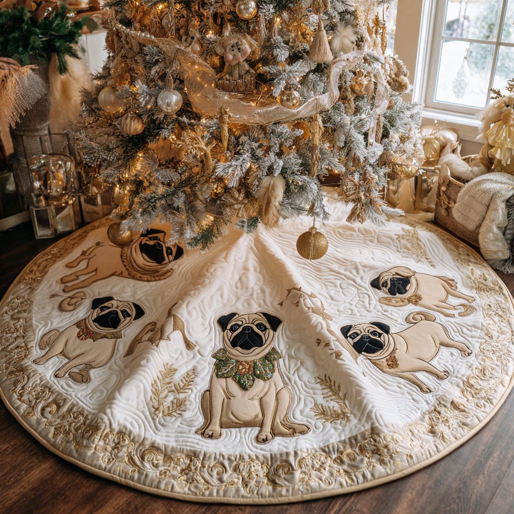 Pug Wonderland Christmas Tree Skirt