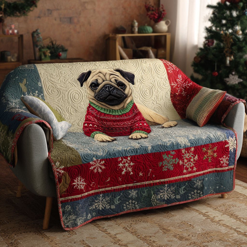 Pug in Sofa Cover