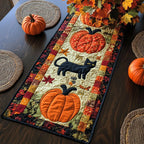 Pumpkin Black Cat Table Runner