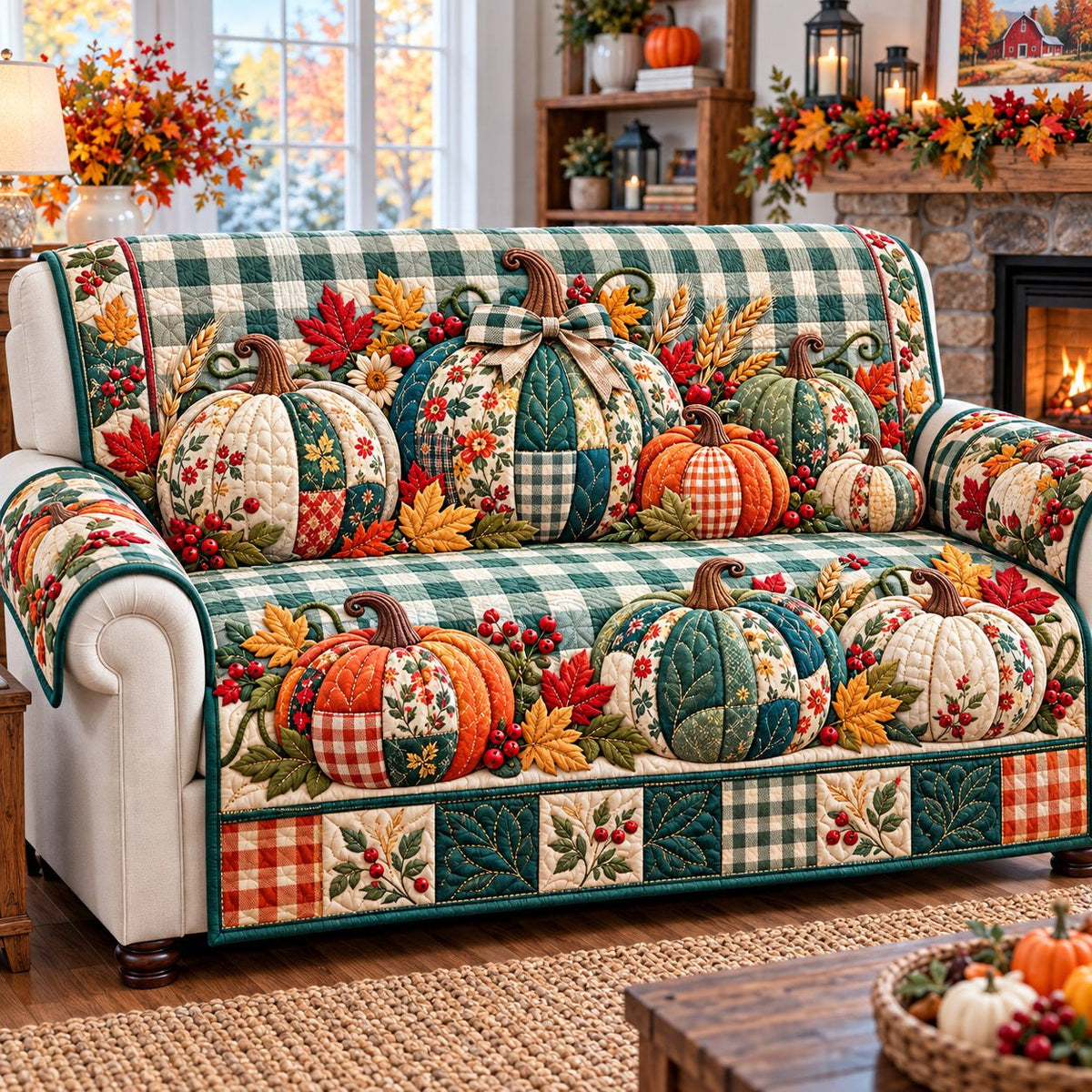 Pumpkin Fall Blessings Sofa Cover