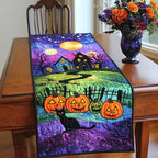 Halloween Night with Black Cat Table Runner