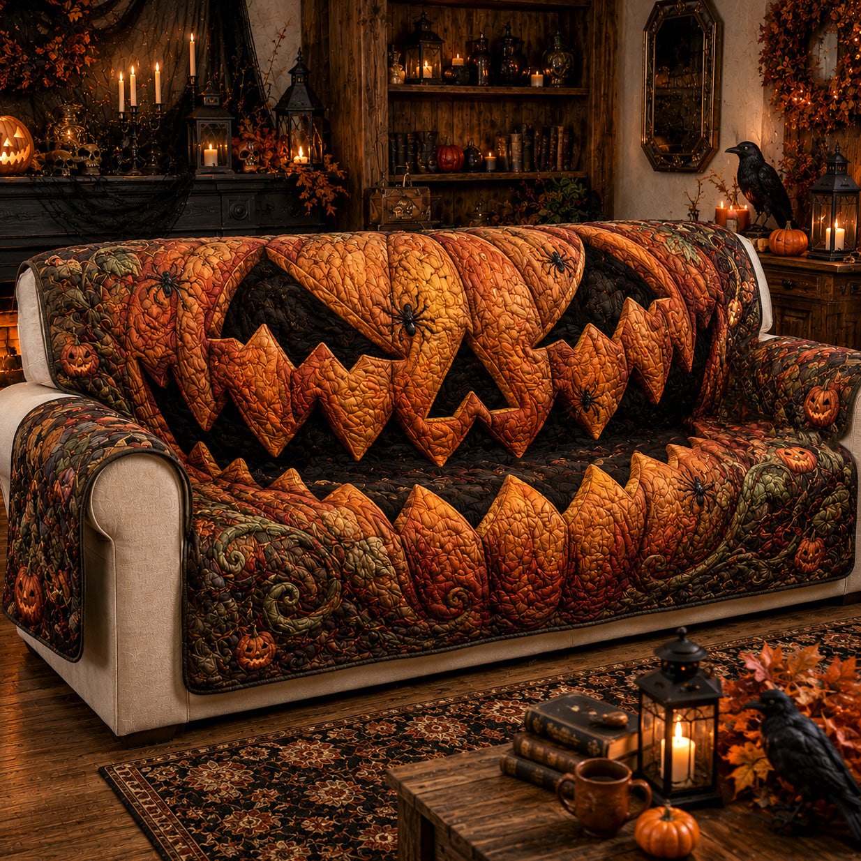 Pumpkin Menace Sofa Cover
